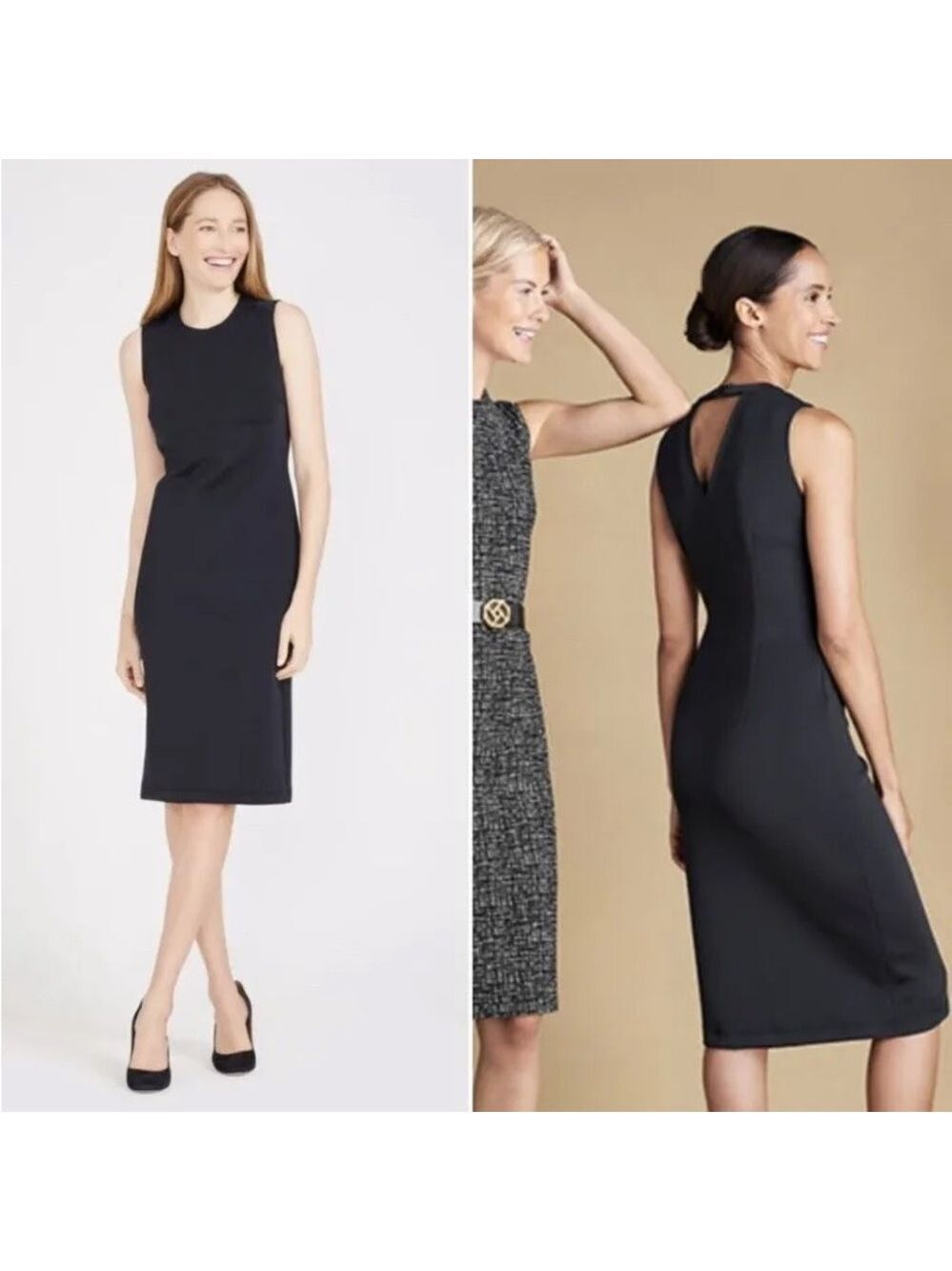 J McLaughlin Women’s Barry Sheath Dress Sleeveless Stretch Scuba Navy Blue M